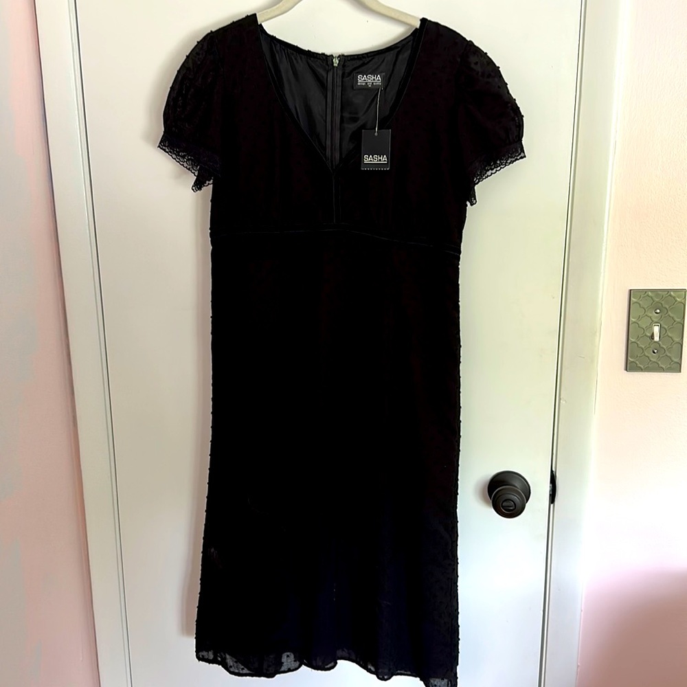 NWT black spot dress in European size 14 which is size 10 in the U.S